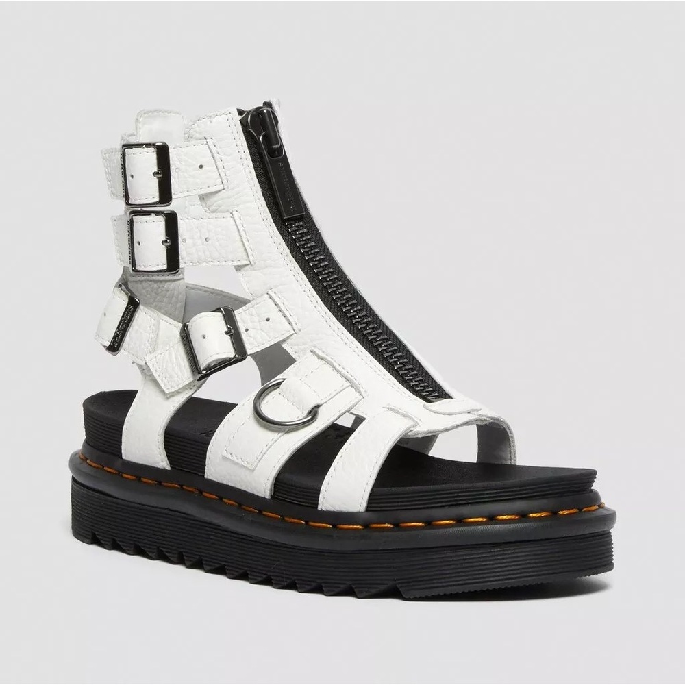 NWT DR MARTENS OLSON ZIPPED LEATHER STRAP SANDALS